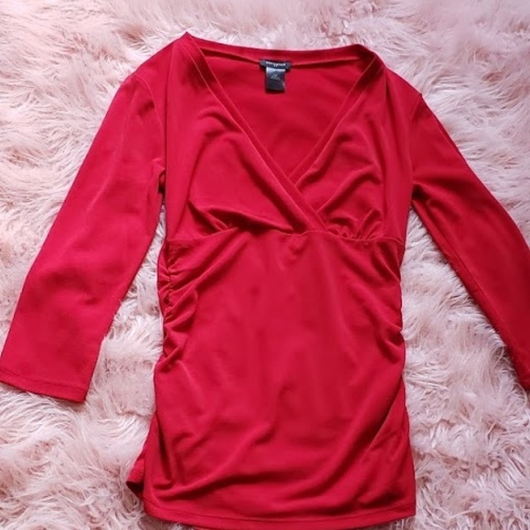 NWOT Ann Taylor Ruched V-Neck Stretch Top Size XS - Picture 3 of 7